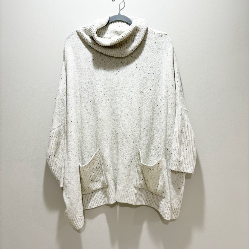 LOFT • Women’s Relaxed Fit Speckle Turtleneck Sweater with Pockets Size XL